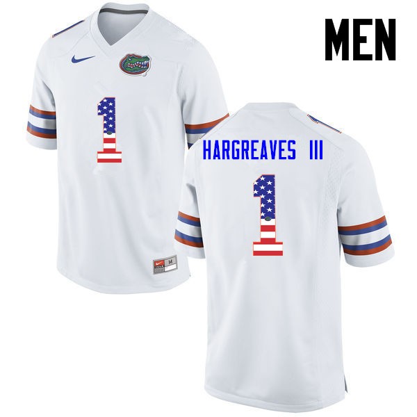 Florida Gators Men #1 Vernon Hargreaves III College Football Jersey USA Flag Fashion White